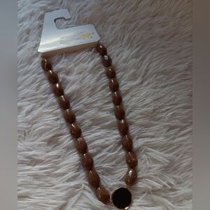 Chic Brown Beaded Necklace A.new Day